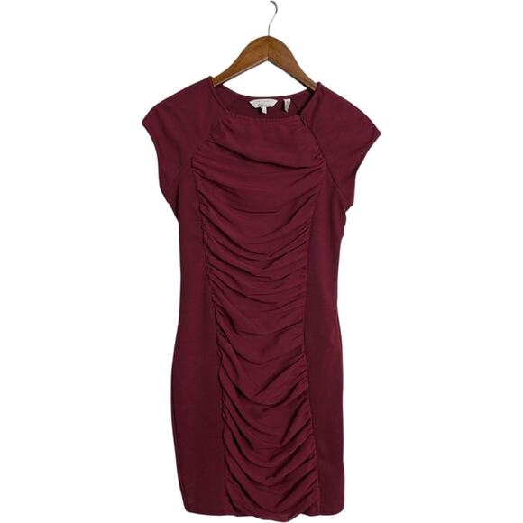 Ted Baker Foxberry Ruched Panel Bodycon Dress XS 1 Red Neck Side Zipper - Picture 1 of 11